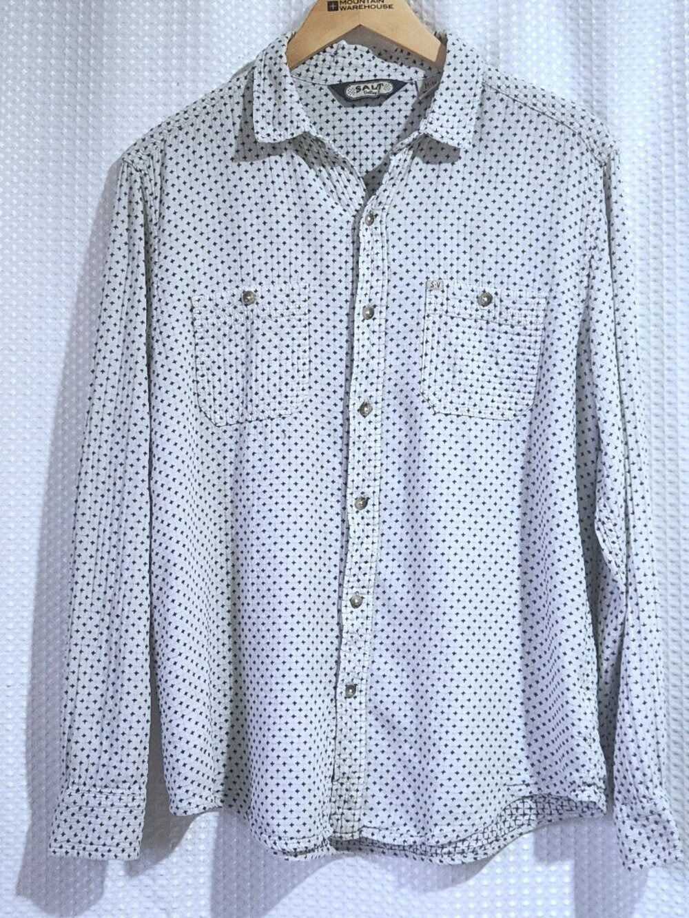 Urban Outfitters Salt Valley Western Shirt Men M White Embroidered Button Pocket